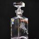 Carafe à whisky carrée vintage du milieu du siècle en cristal au plomb gravé Jockey