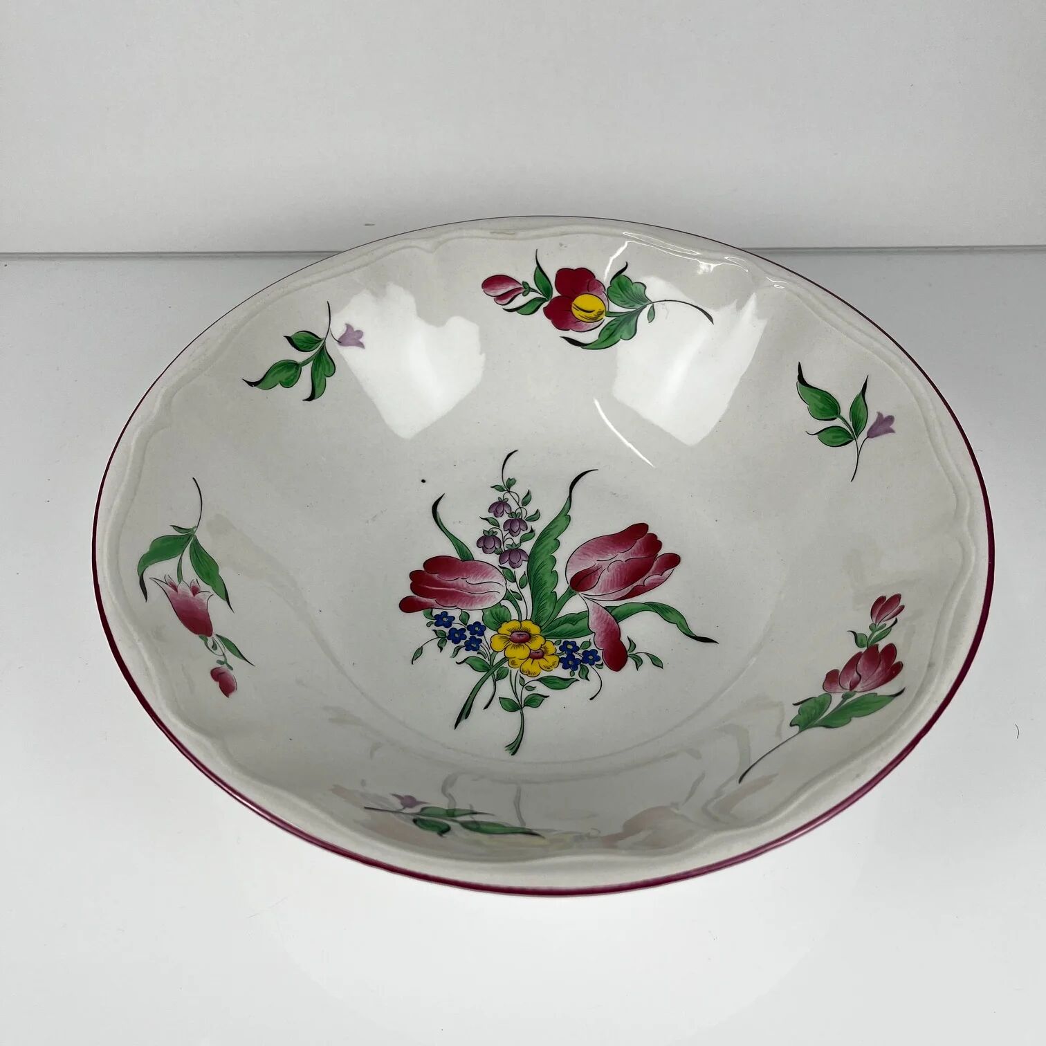 MM salad bowl, lamp model by KG Lunéville, tulip pattern.