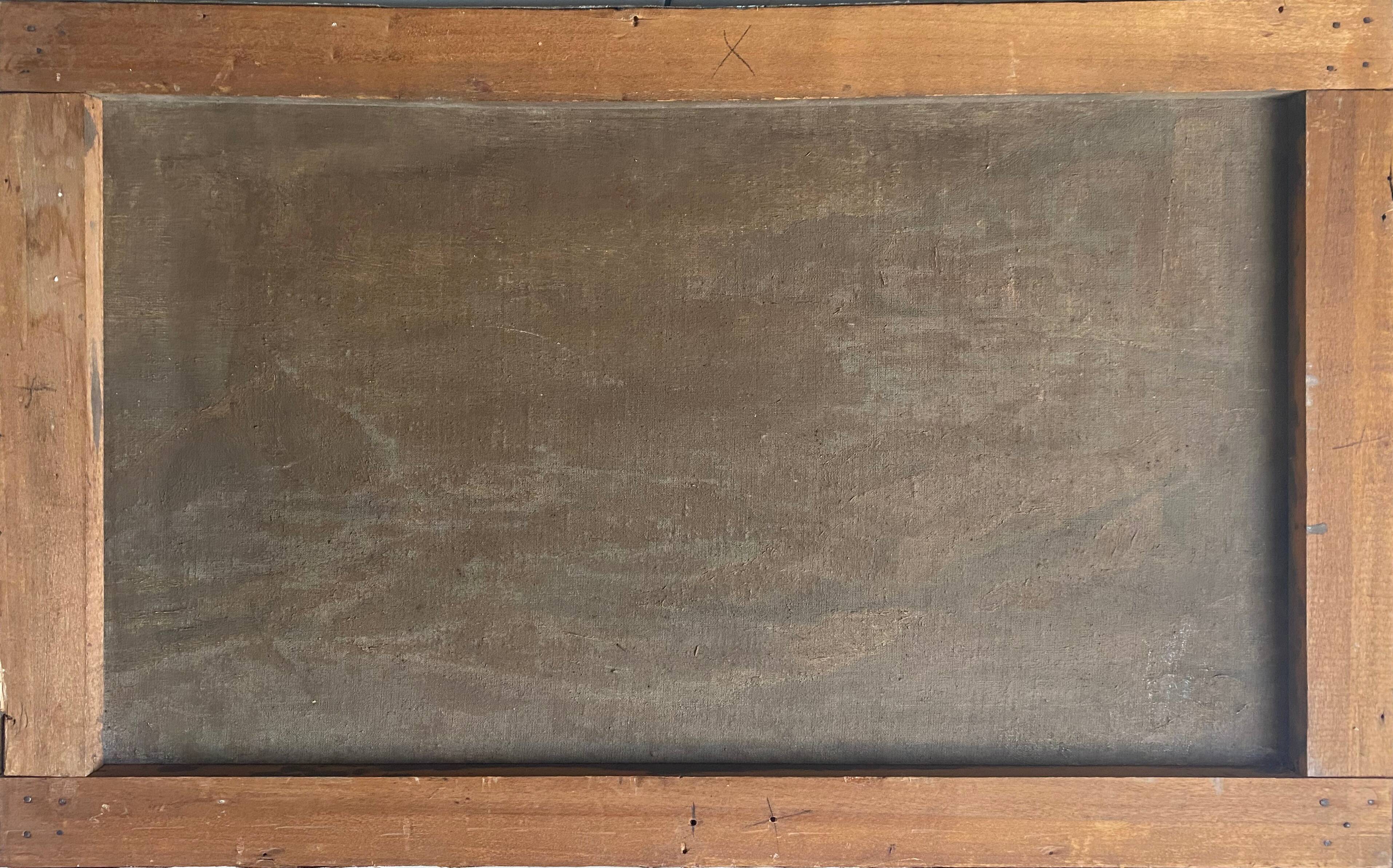 Painting HST Marine "Mediterranean seaside" signed H. Léotard panoramic