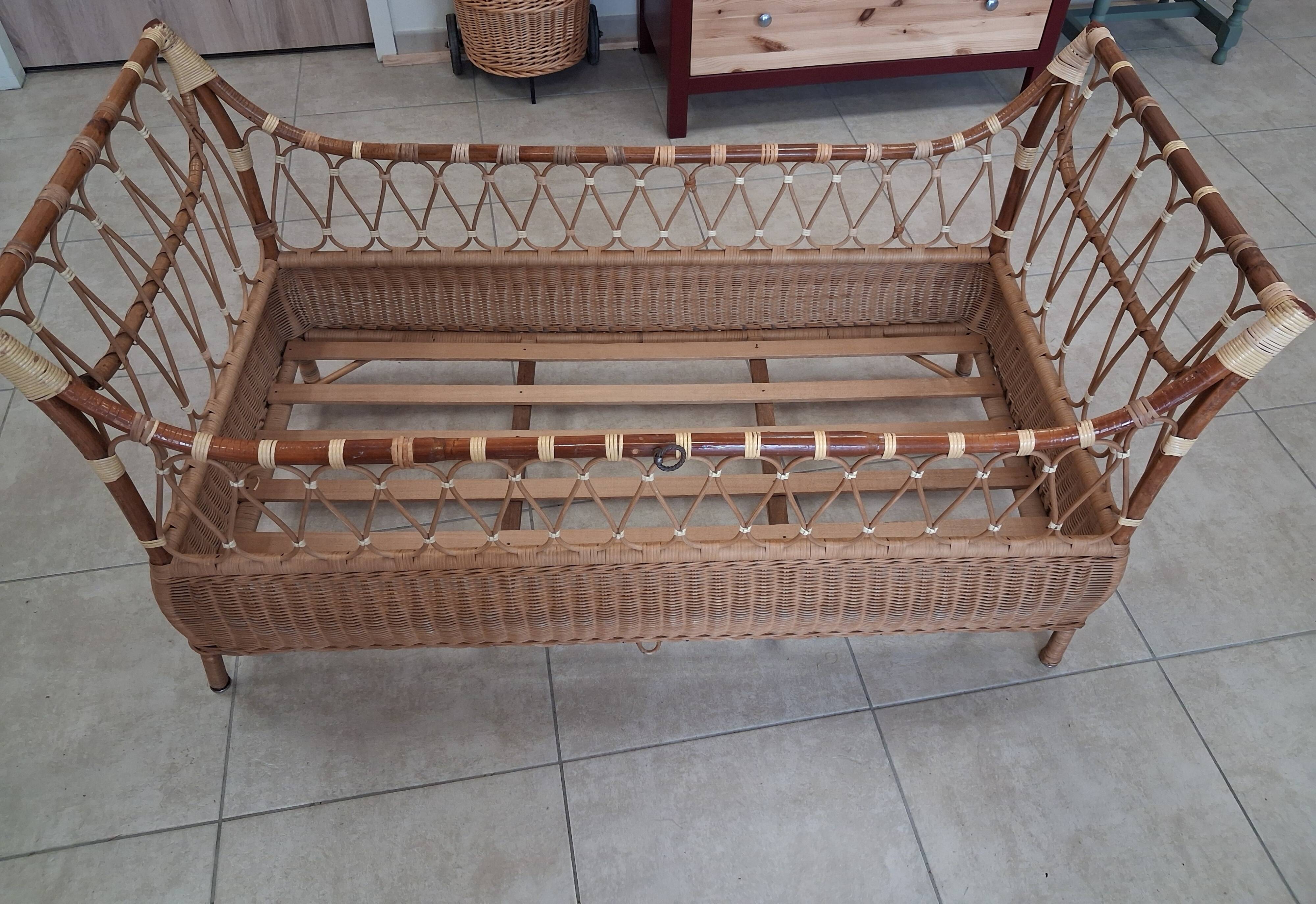 Rattan and wicker children's bed
