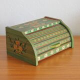 Vintage hand-painted wooden bread box