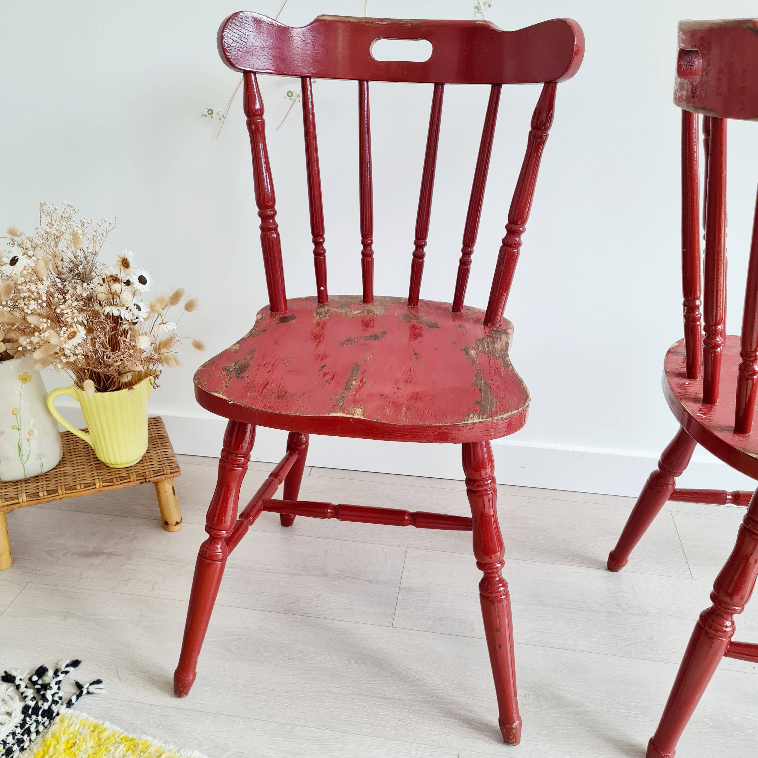Antique Western bistro chairs in patinated red