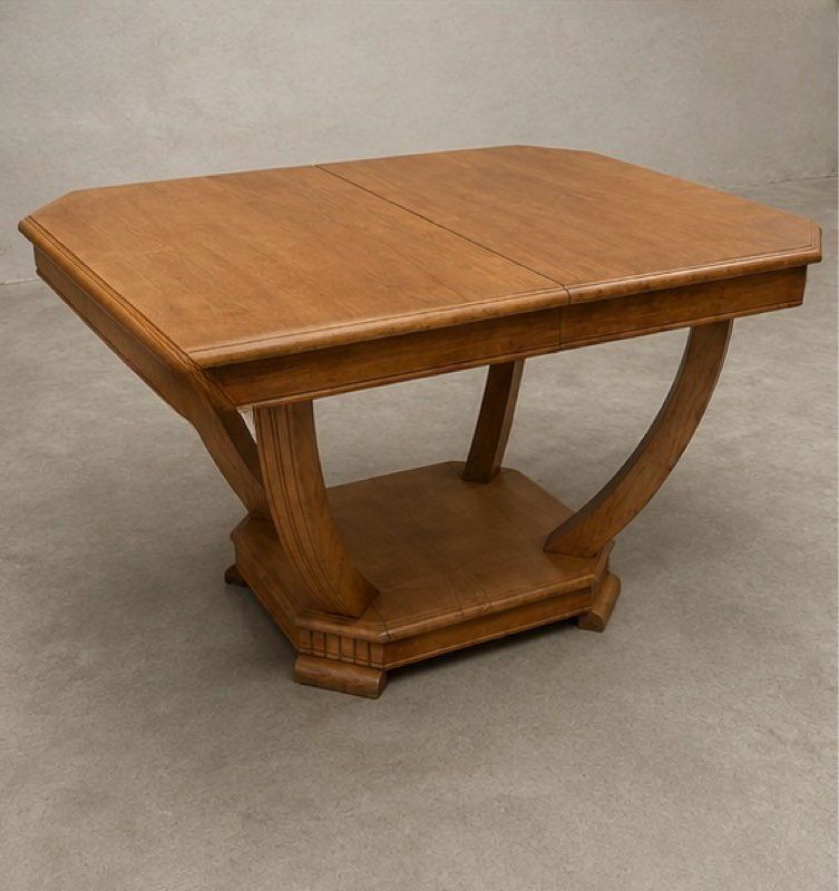 Art Deco extendable table in bleached walnut