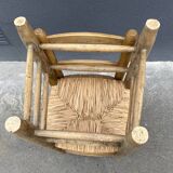 Set of 2 chairs in raw wood and straw from the 50s