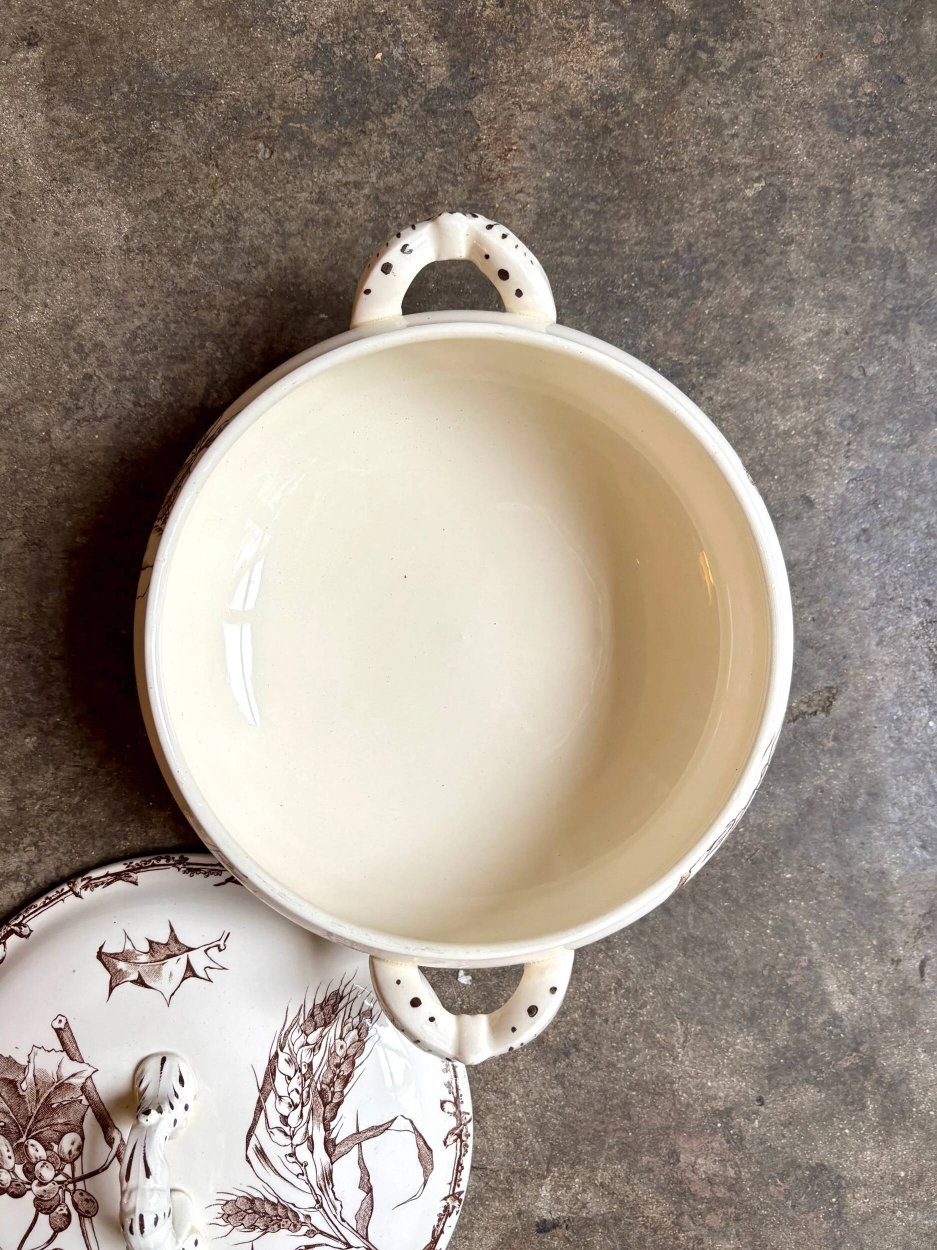 Small brown ironstone tureen by HB & Cie