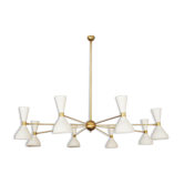 Chandelier italian brass and metal painted white