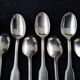 Box of 12 mocha spoons in silver metal Orbrille