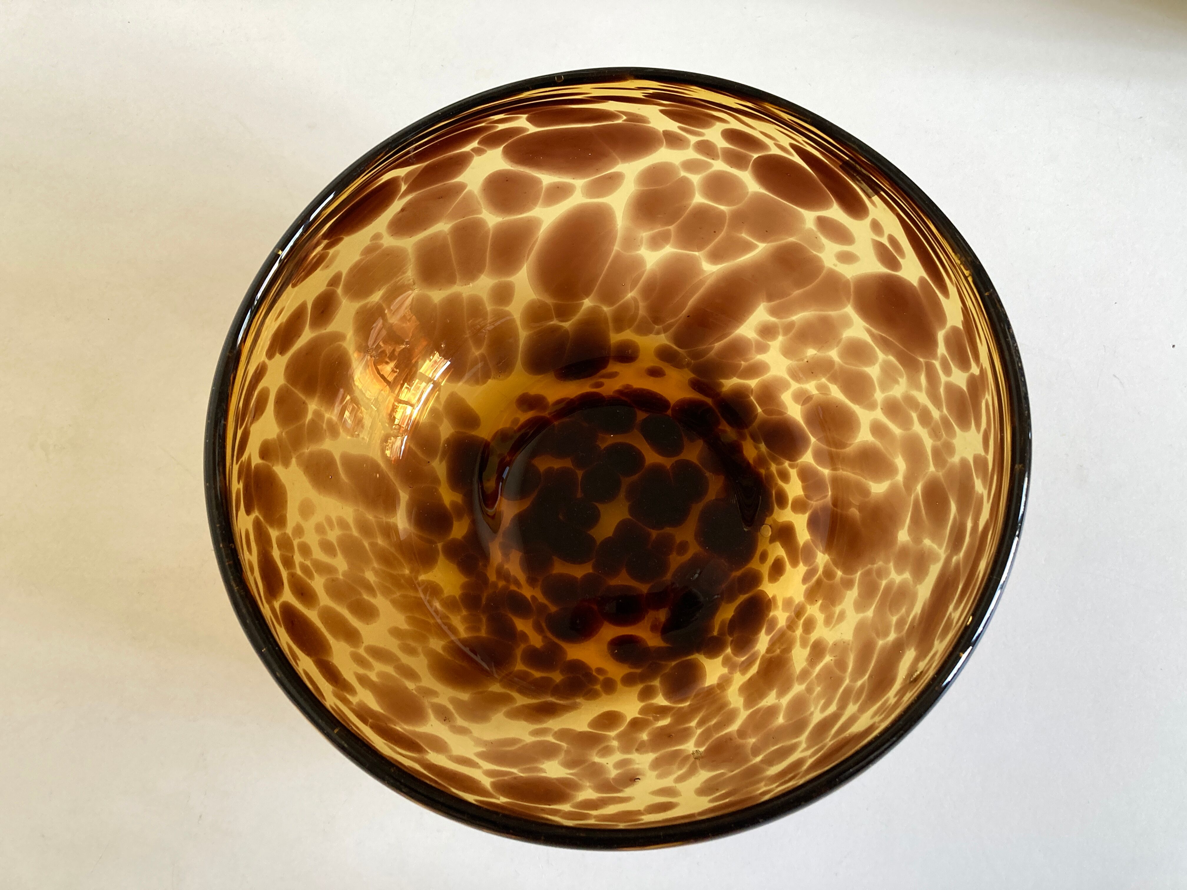 Salad bowl fruit cut XL glass scales macchia Murano Italian design