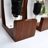 Pair of Louis Kalff opaline and teak wall lights from the 50s/60s