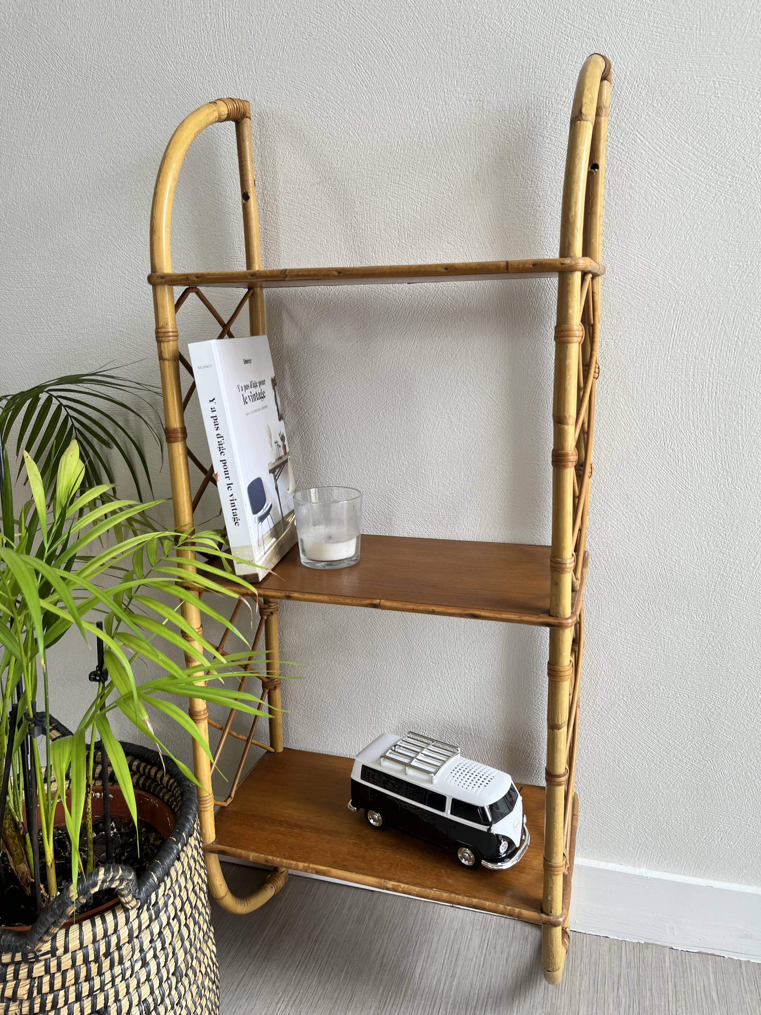 Rattan wall shelf