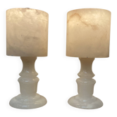 PAIRE DE LAMPES EN ALBÂTRE "DESIGN 1950".