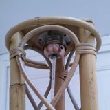 Lampadaire rotin bambou vintage années 50-60