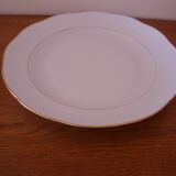 Round hollow dish in fine white porcelain (Creation Ph. Deshoulières) golden scented edges