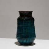 Vase en faïence à coulures, accolay, 1950s