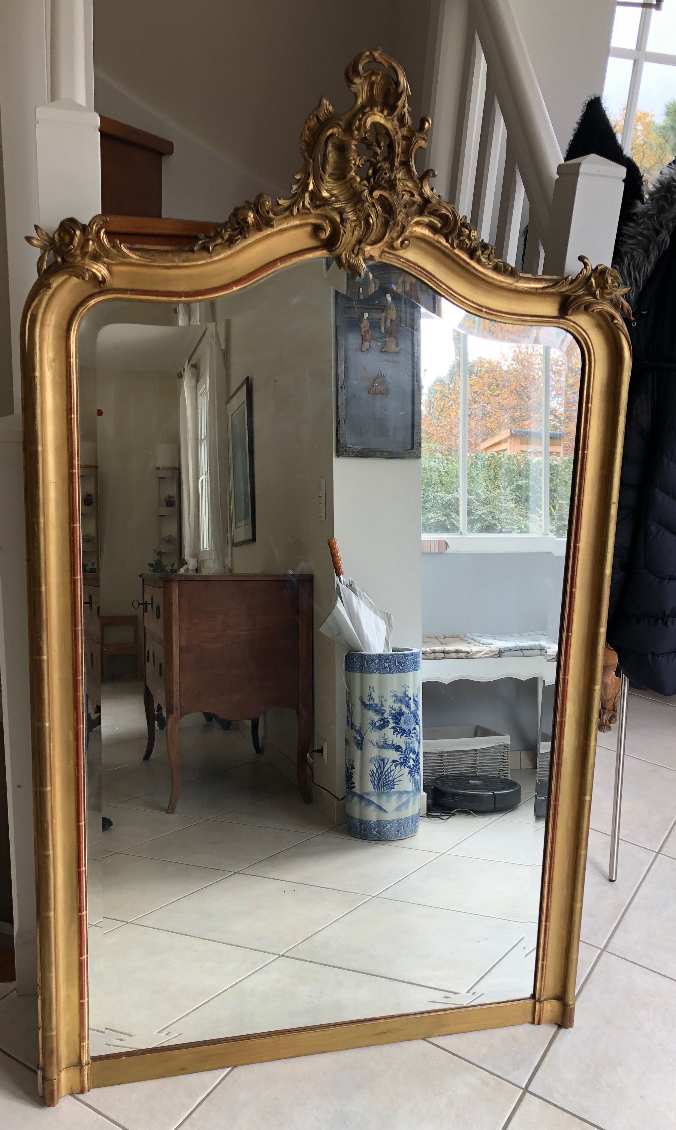 Golden mirror Louis Philippe nineteenth century Louis XV large model 100x170cm