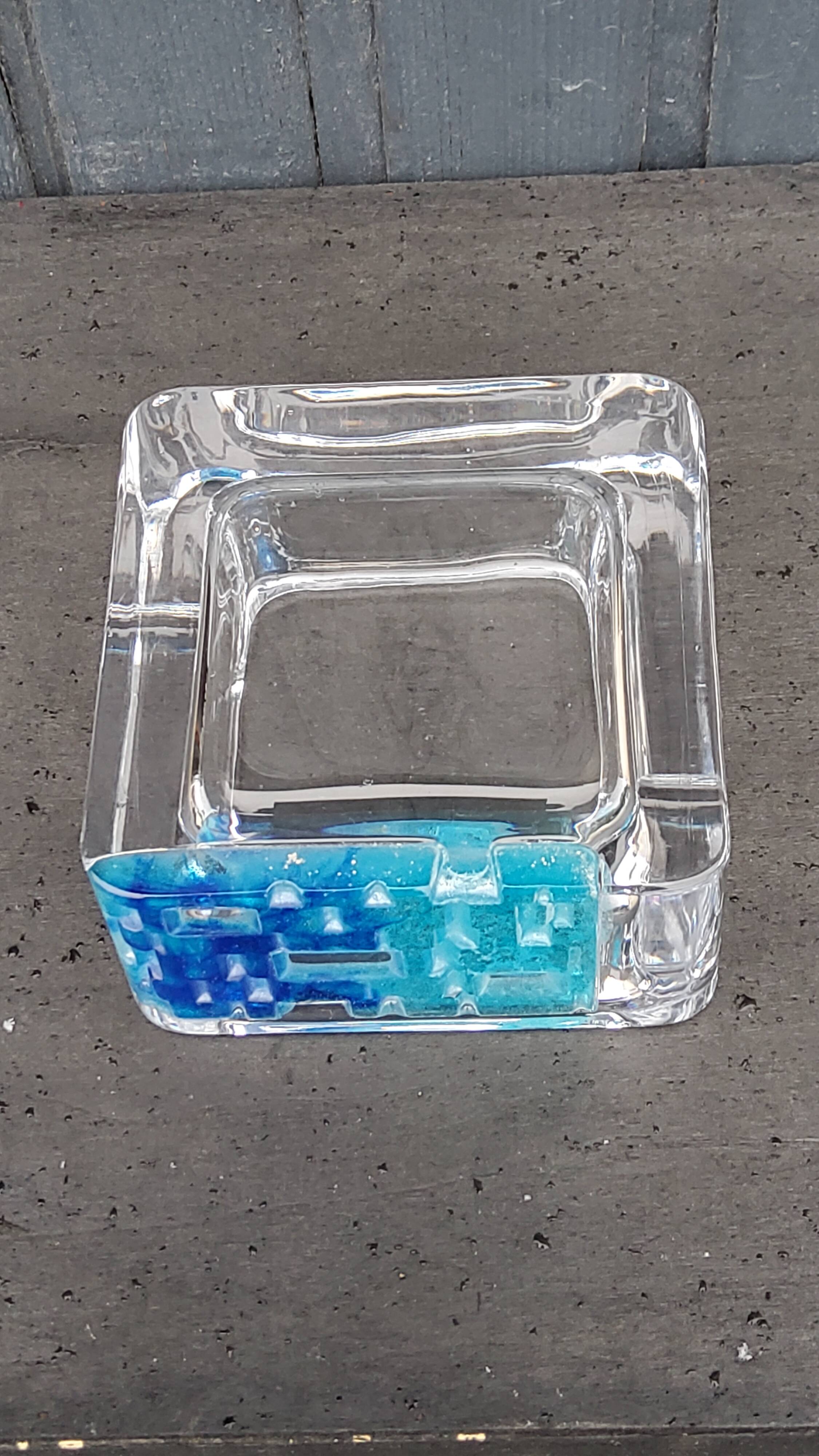Crystal and glass paste ashtray Daum design from the 80s