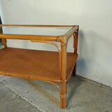 Glass and rattan coffee table