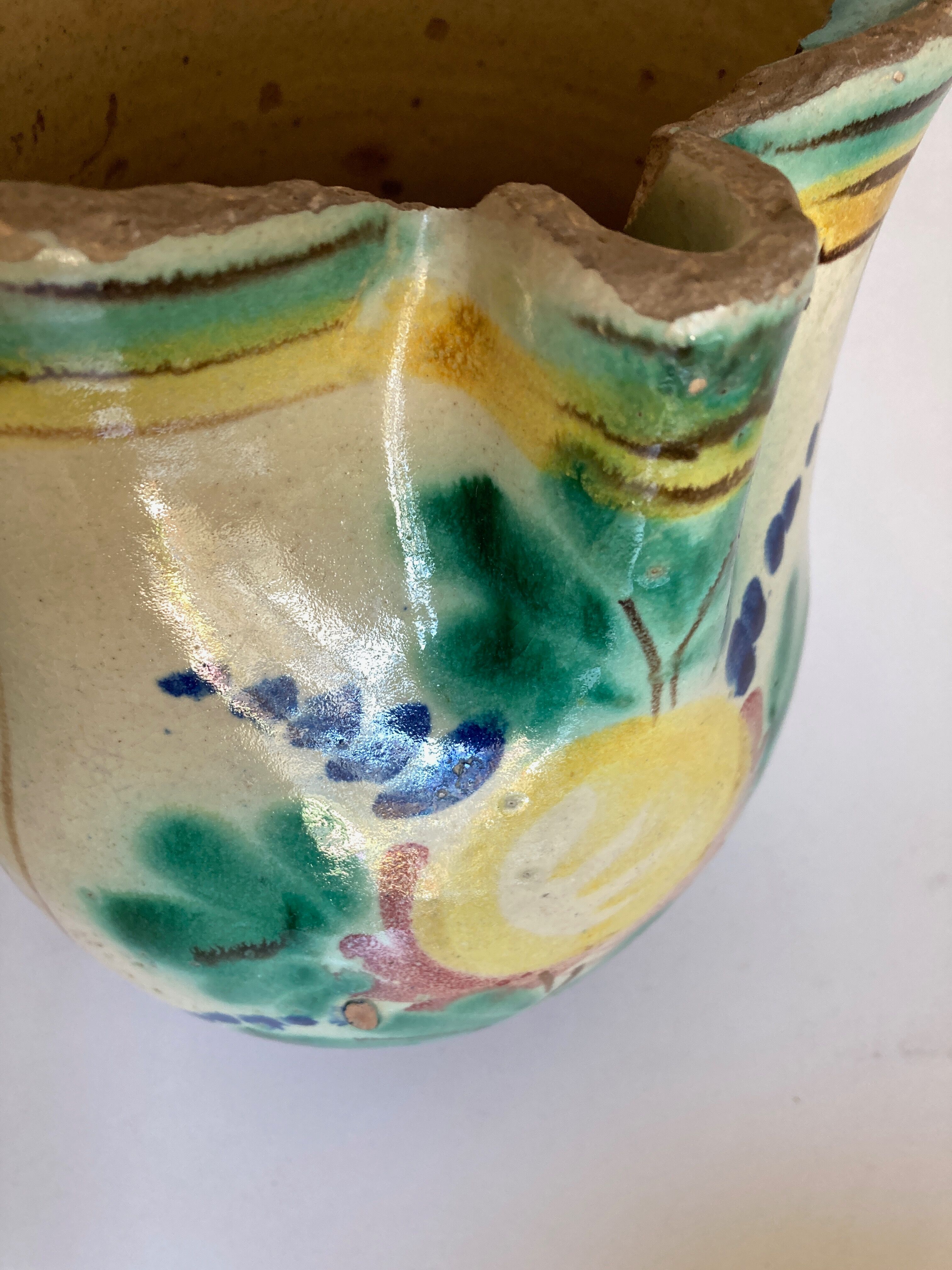 Vase pitcher 18th Italian glazed earth of Vietri Amalfi