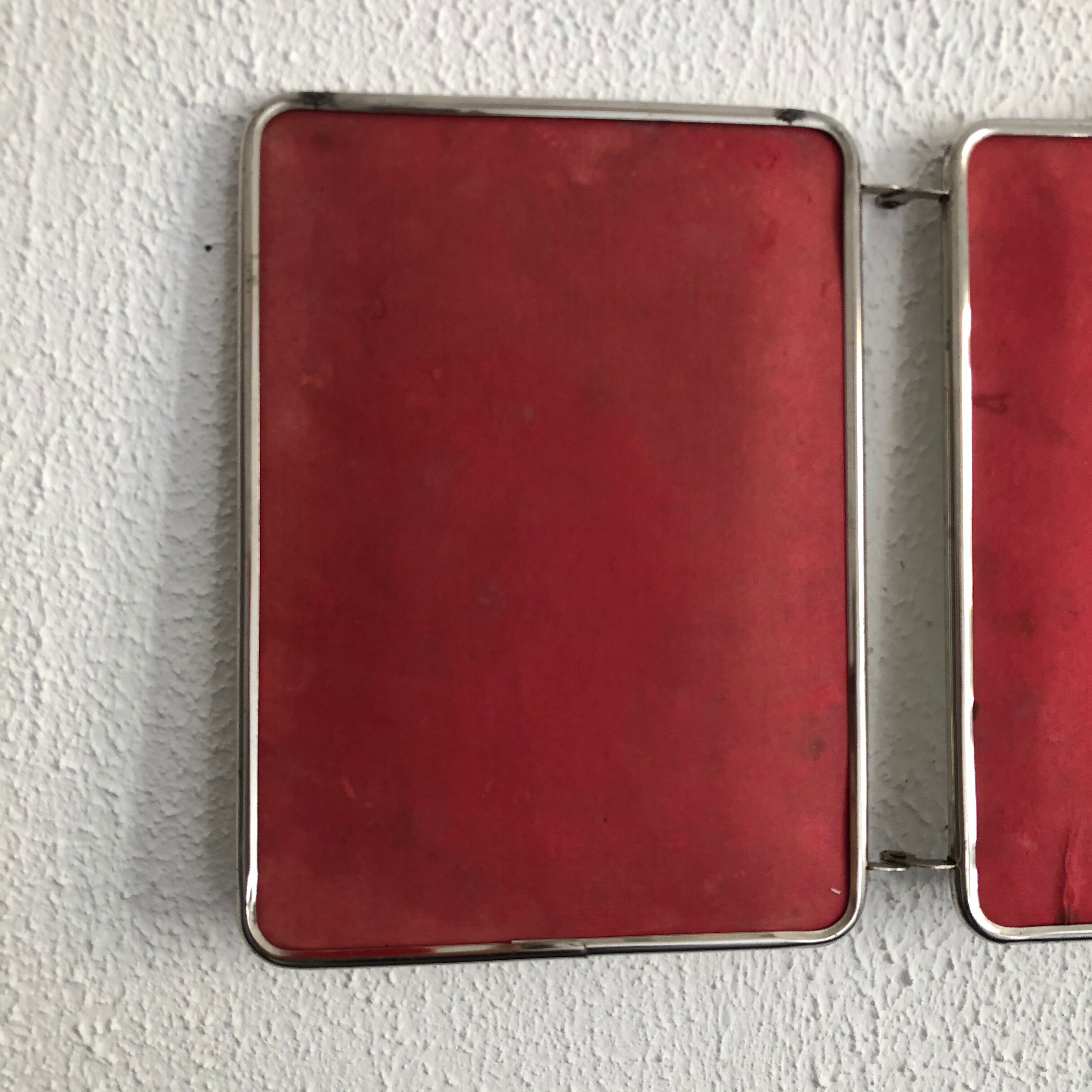 Mirror triptych vintage raspberry barber 1960 - 23 x 56 cm
