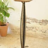 Wrought Iron and Wood Side Table - Art Deco Side Table - Column Furniture