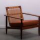 Mid-century easy chair in teak and cane circa 1970