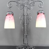 Important Wrought Iron Double-Headed Lamp by Schneider, Art Deco, c. 1920