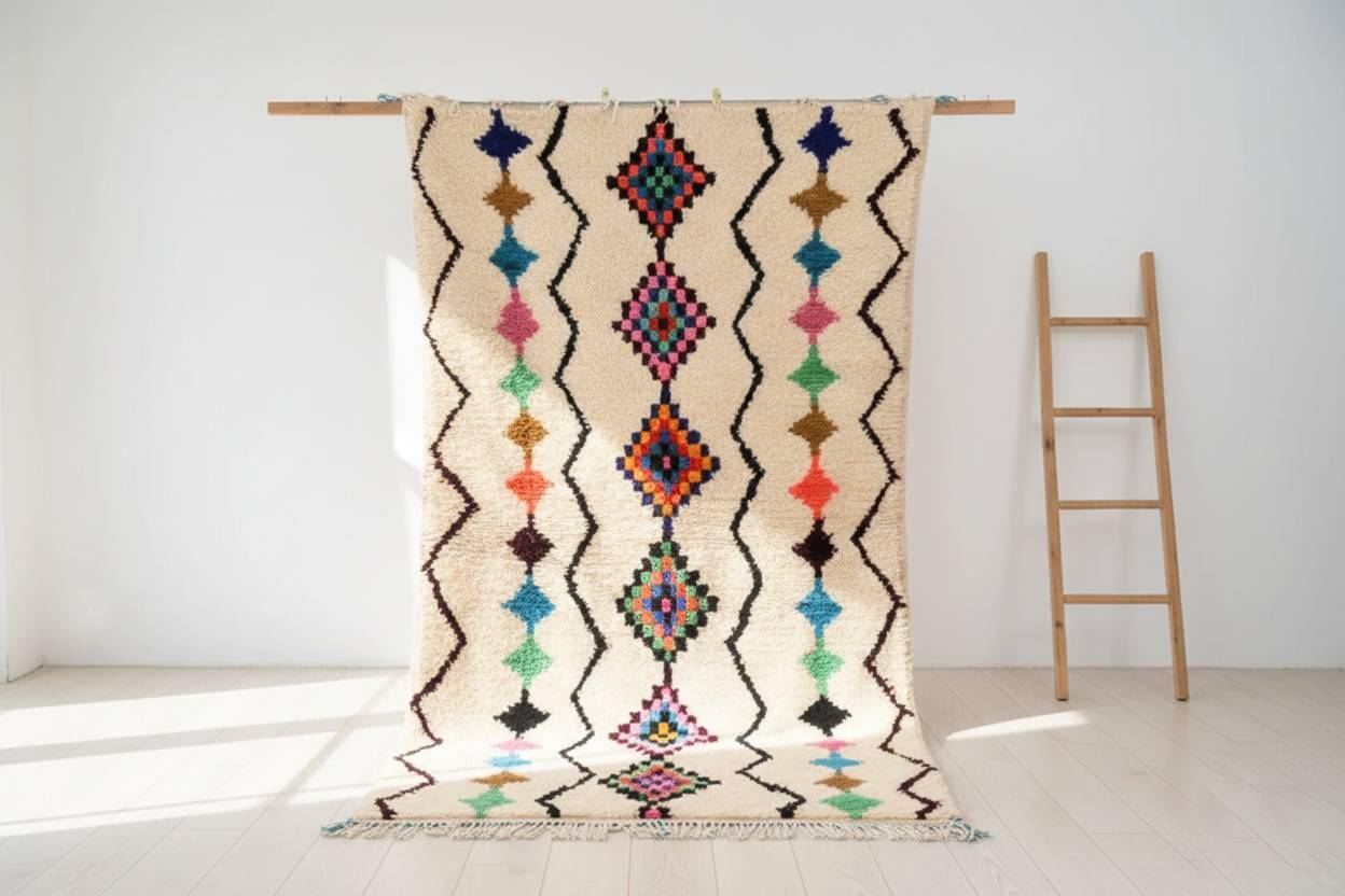 Handmade Moroccan rug in wool 2.5 x 1.5 m