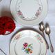 Antique dessert plates mismatched in earthenware with gilded edges