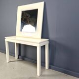 Console française vintage en bois laqué avec miroir, années 1980