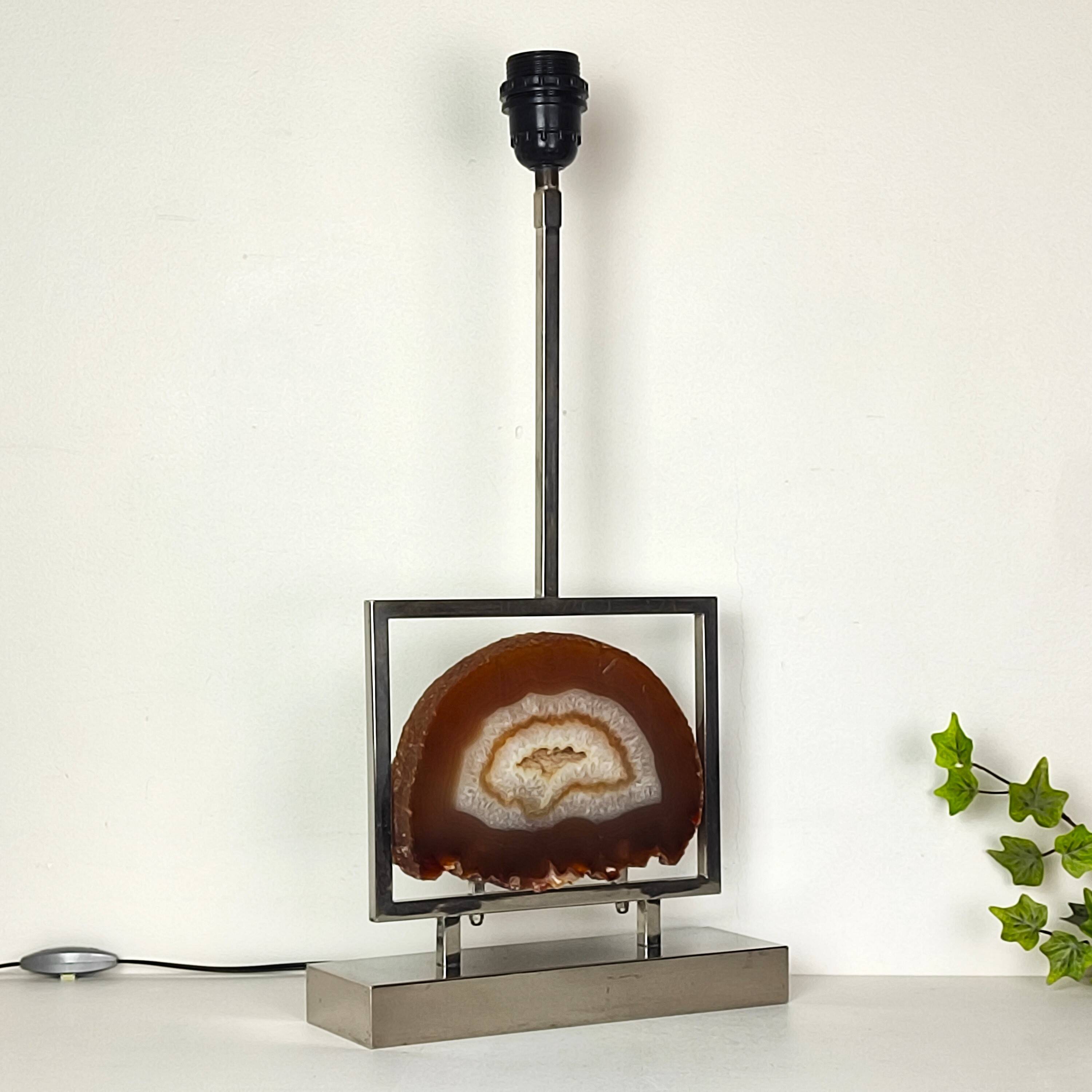 Agate and chrome lamp