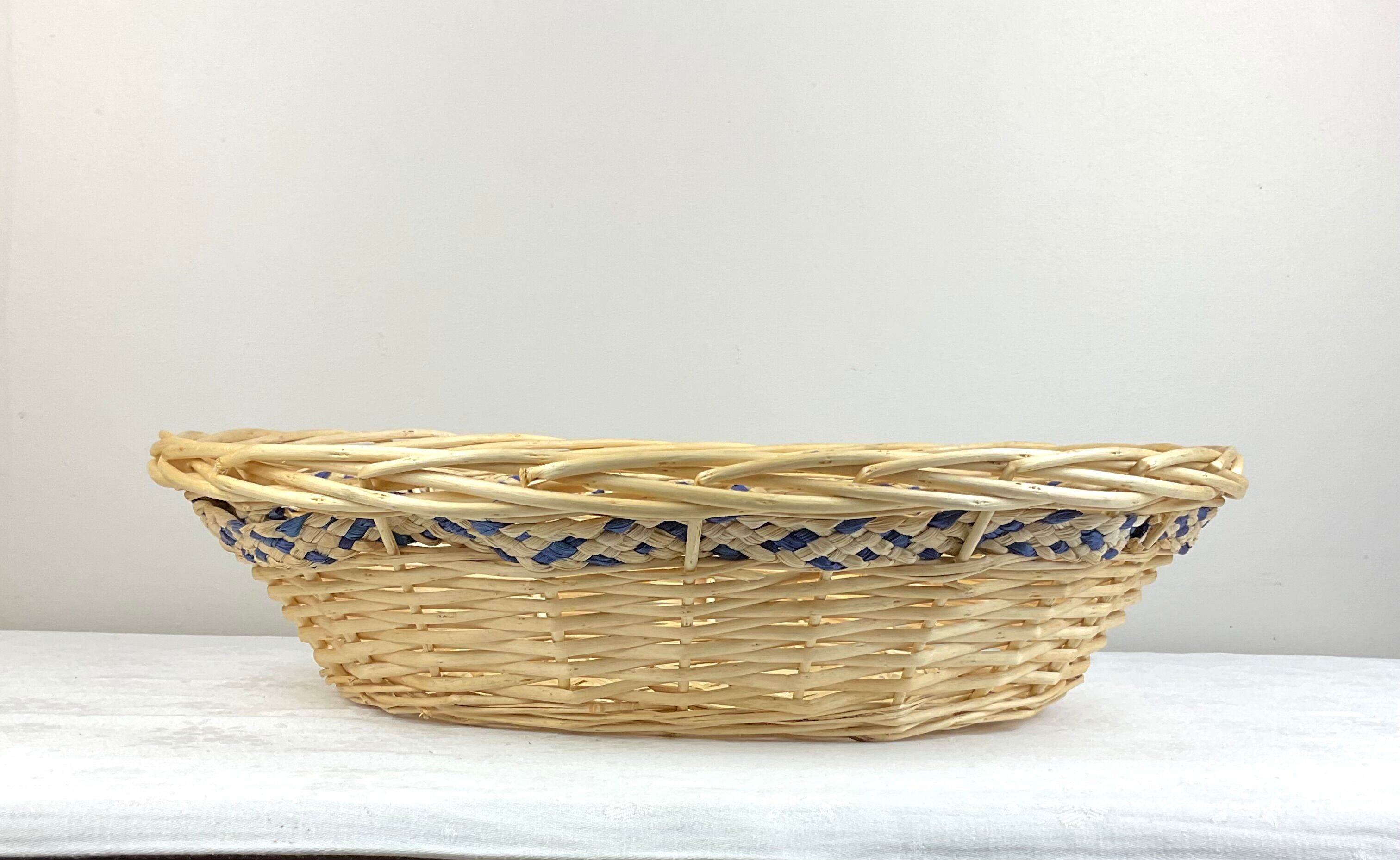 Oval wicker basket beige color