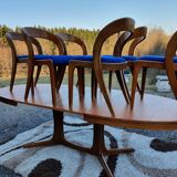 Set oval table Baumann Gondola 6 chairs years 70