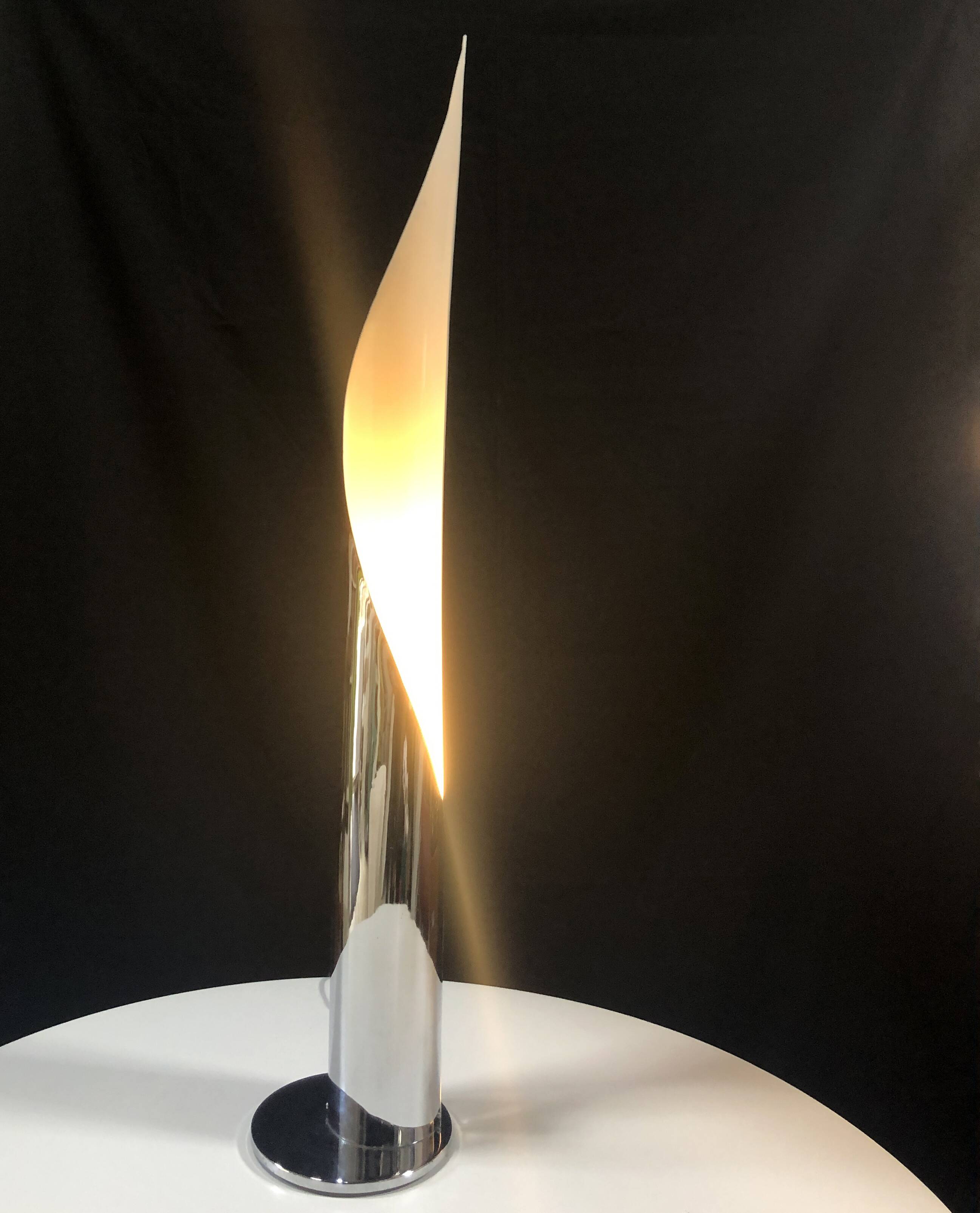 Vintage Floor Lamp • Flame • Stainless Steel • Space Age • 1970