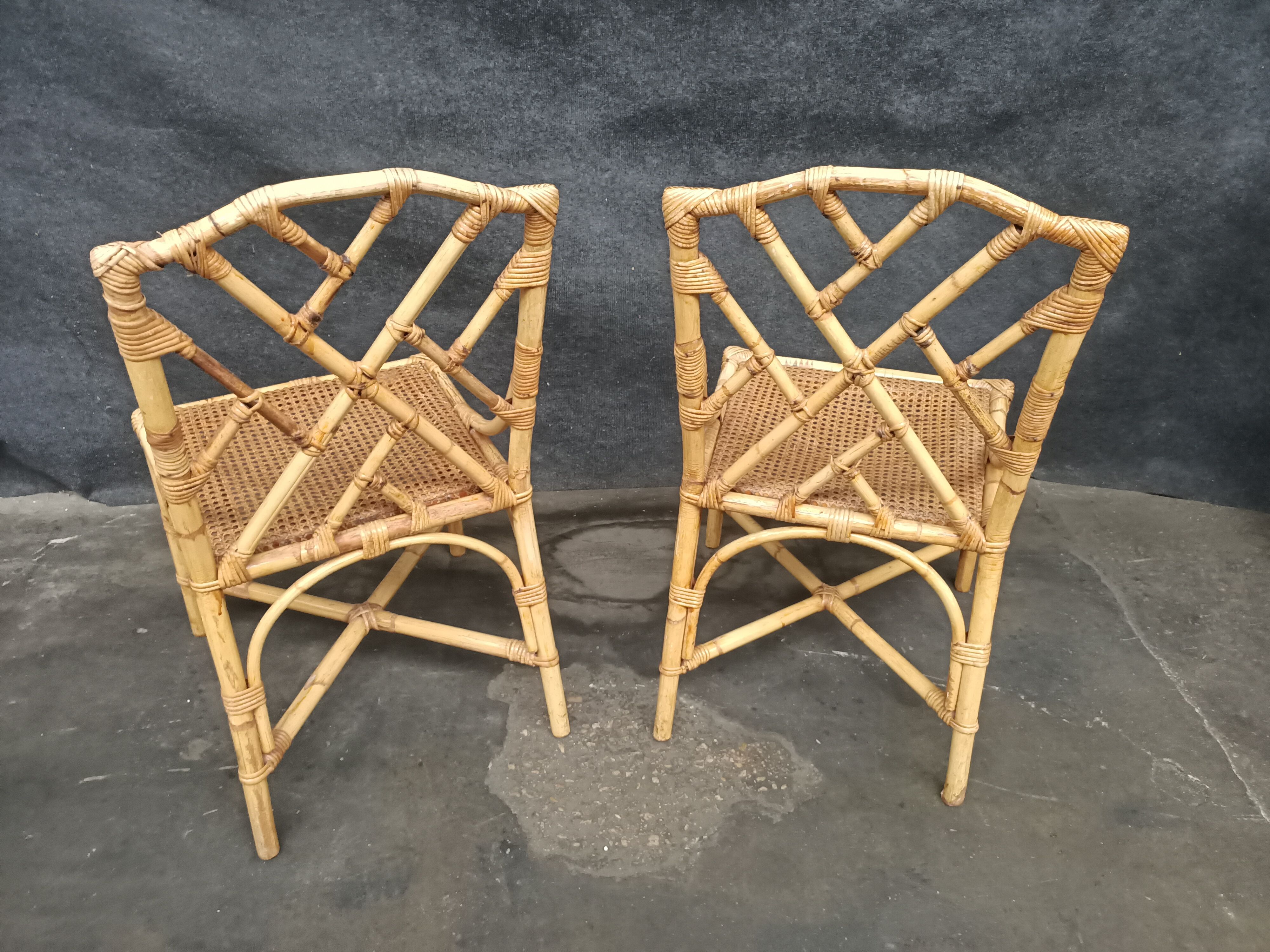 Pair of rattan chairs Italian work