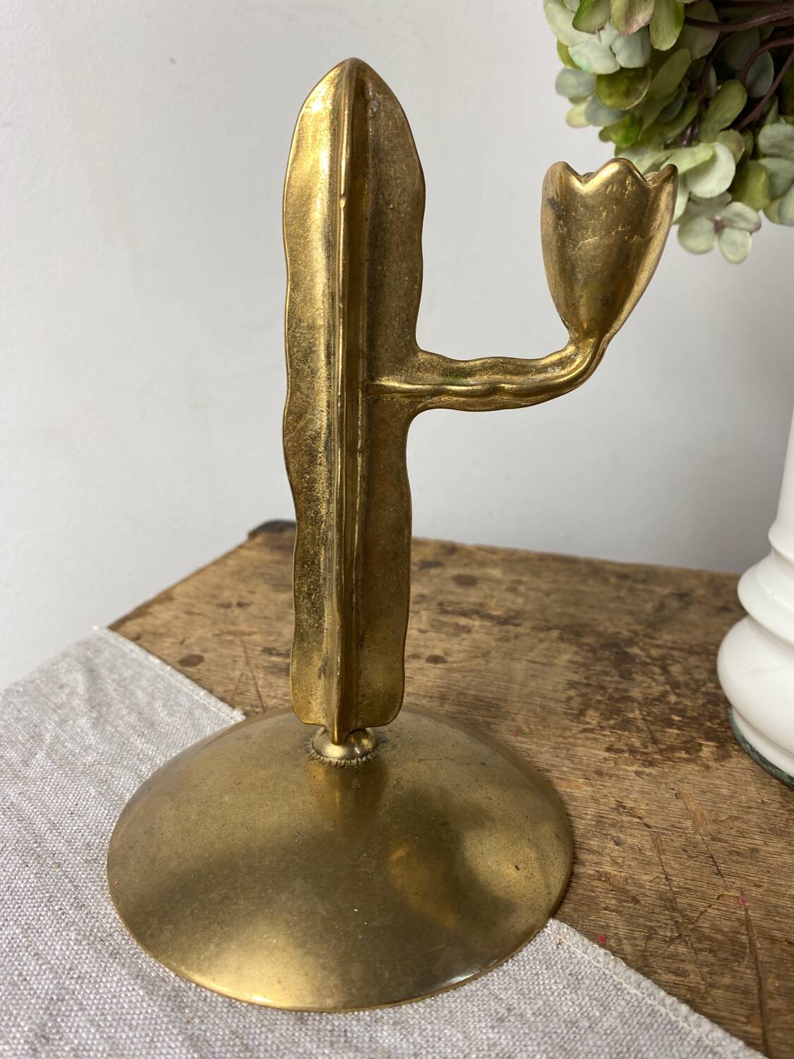 Cactus brass candle holder