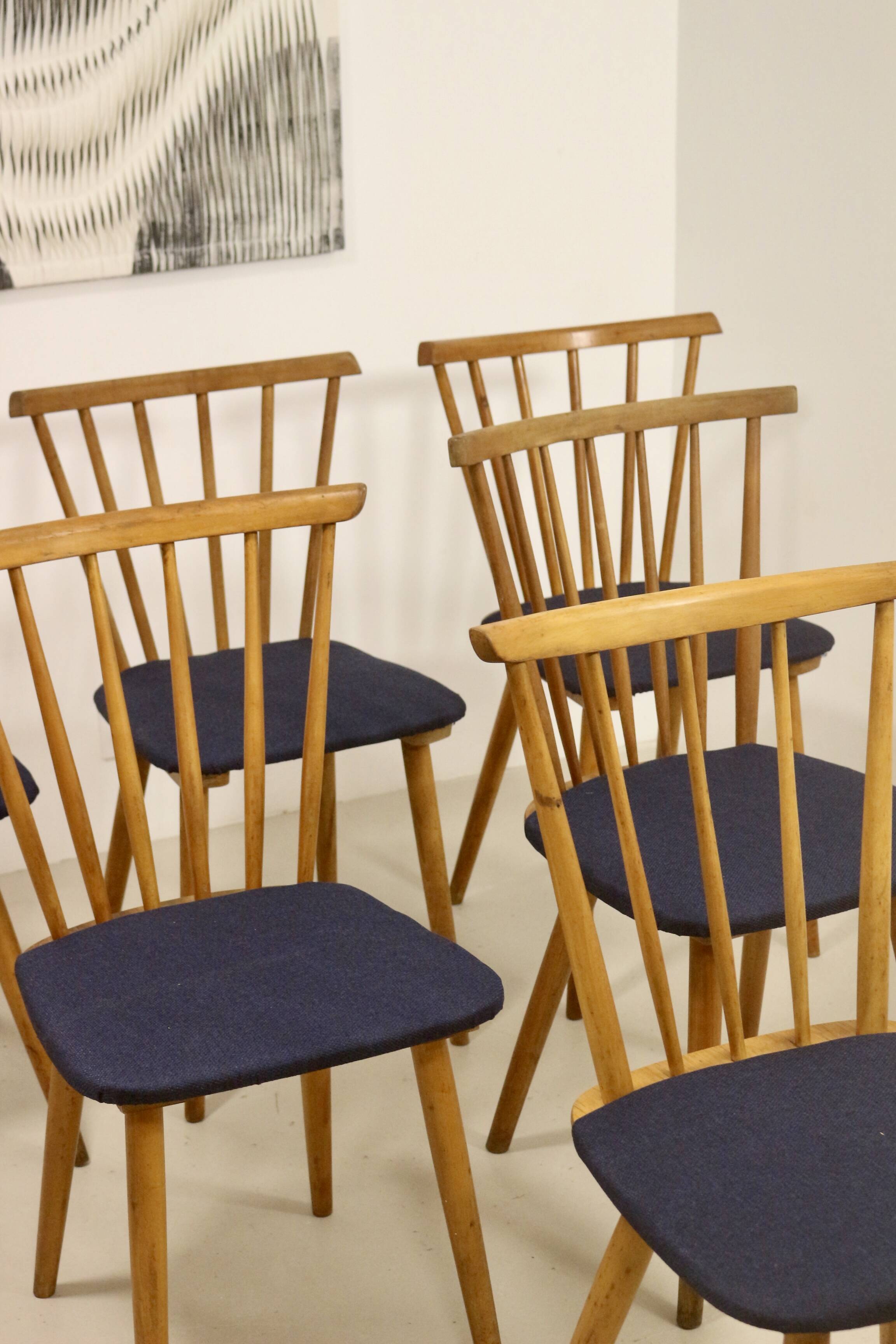 Set of 6 vintage Scandinavian chairs with bars from the 60s. Ref SINNO