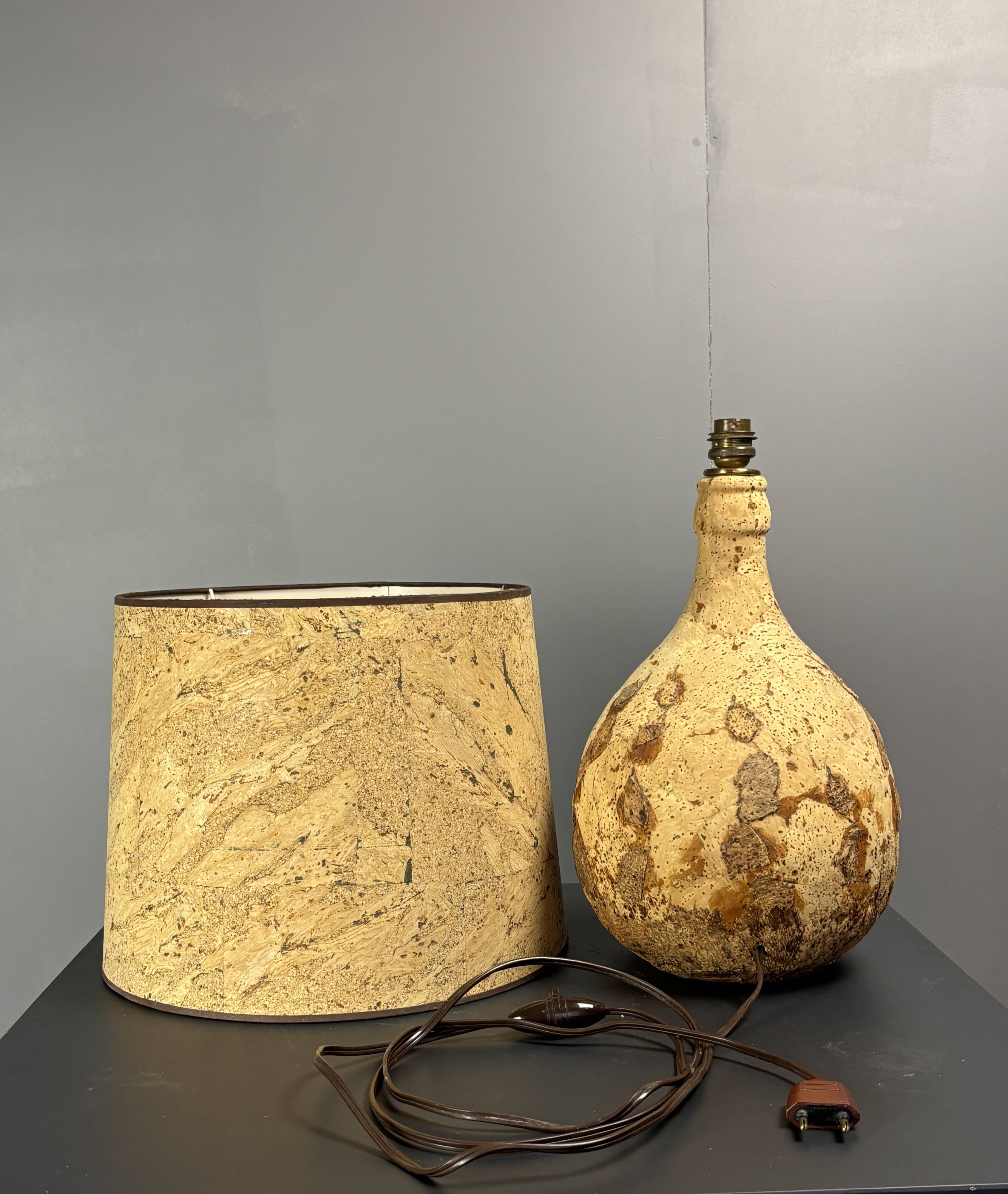 Lampe de table en liège des années 1960-1970, France