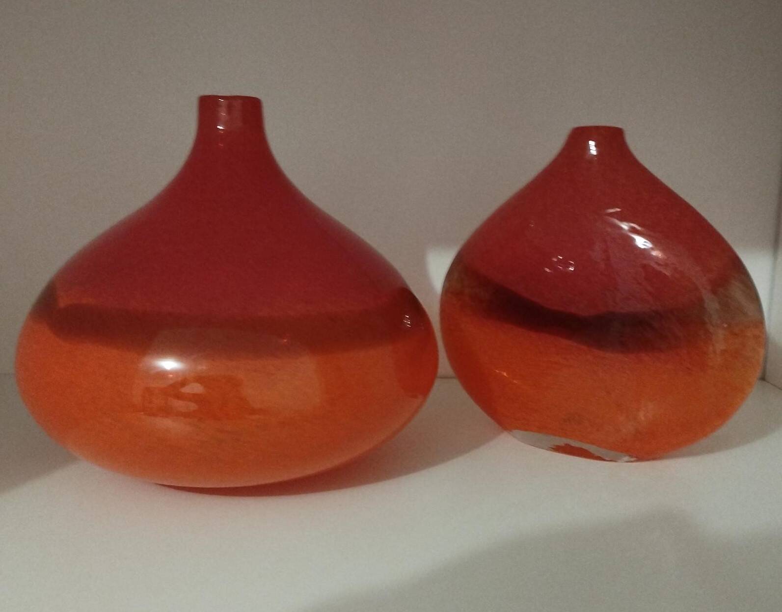 Pair or 2 glass paste vases from the 80s vintage.