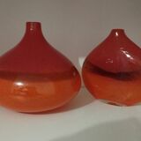Pair or 2 glass paste vases from the 80s vintage.