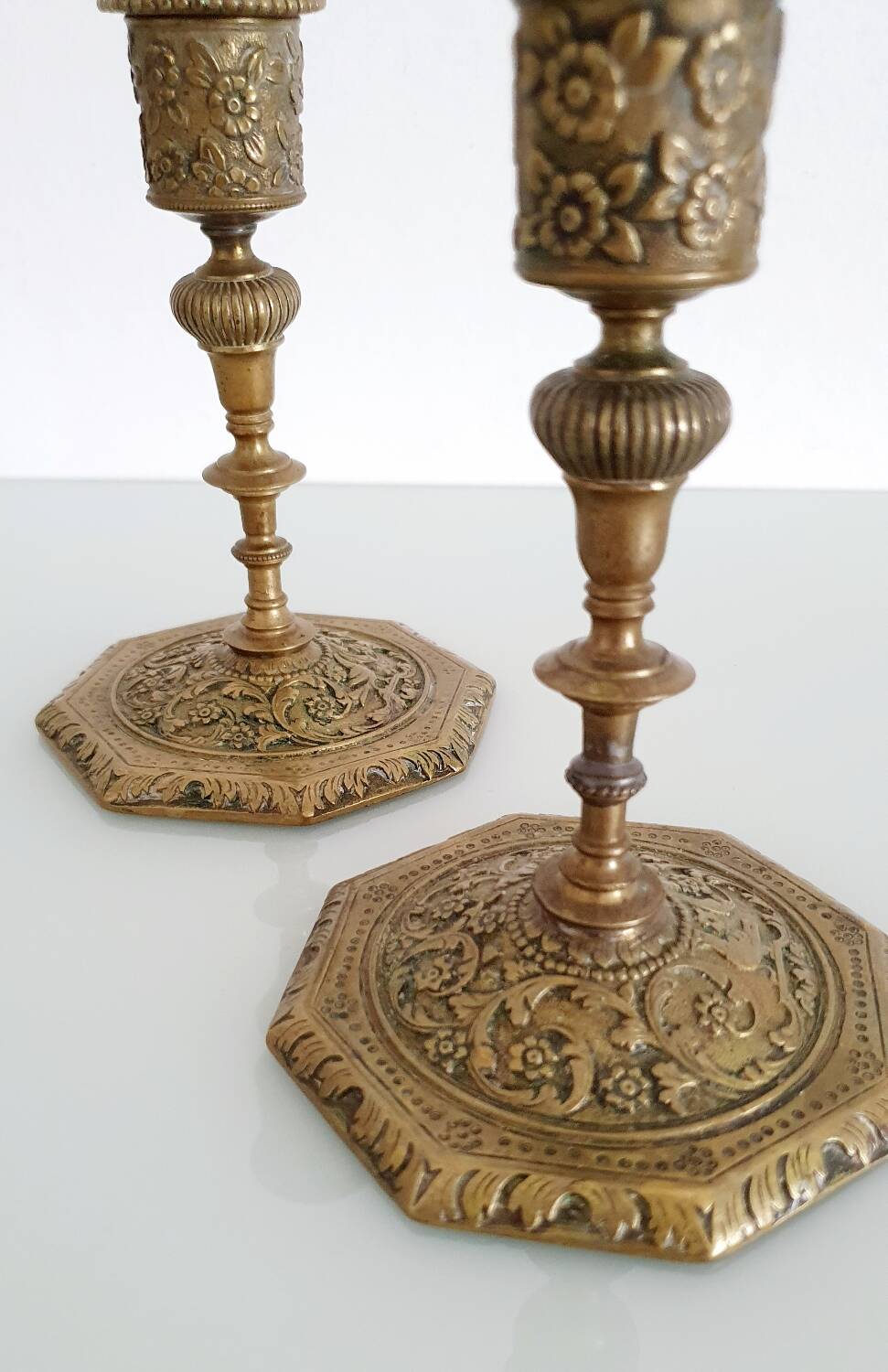 Pair of gilt bronze candlesticks signed Alfred Daubrée, Napoleon III