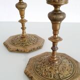 Pair of gilt bronze candlesticks signed Alfred Daubrée, Napoleon III