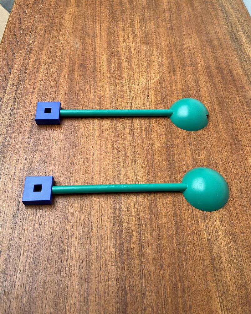 Postmodern Italian salad cutlery from the Euclid series by Michael Graves for Alessi, 1980s, set of 2.