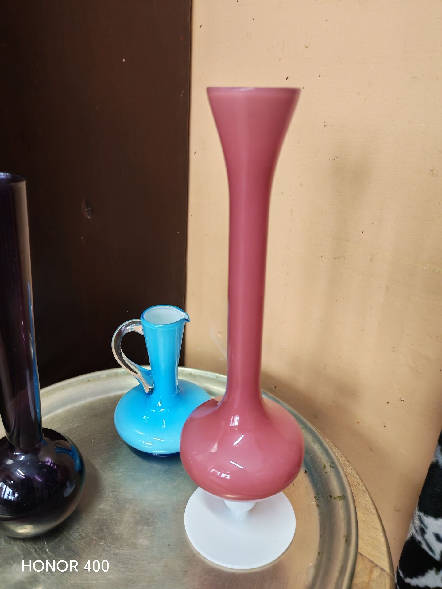 Lot de 3  vases soliflores en verre style mid century modern