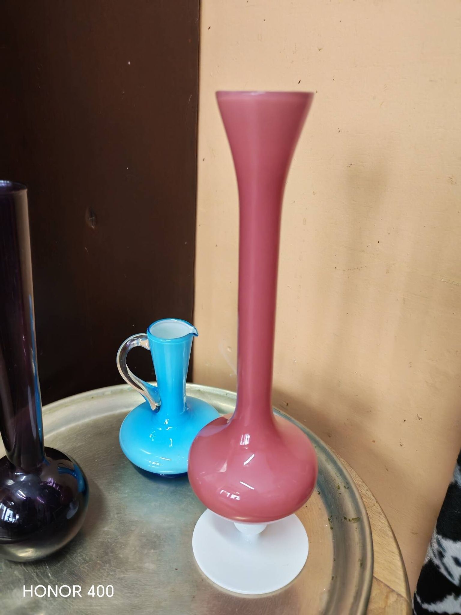 Lot de 3  vases soliflores en verre style mid century modern