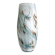Blown glass vase marbled in white, water green, and with golden inclusions –