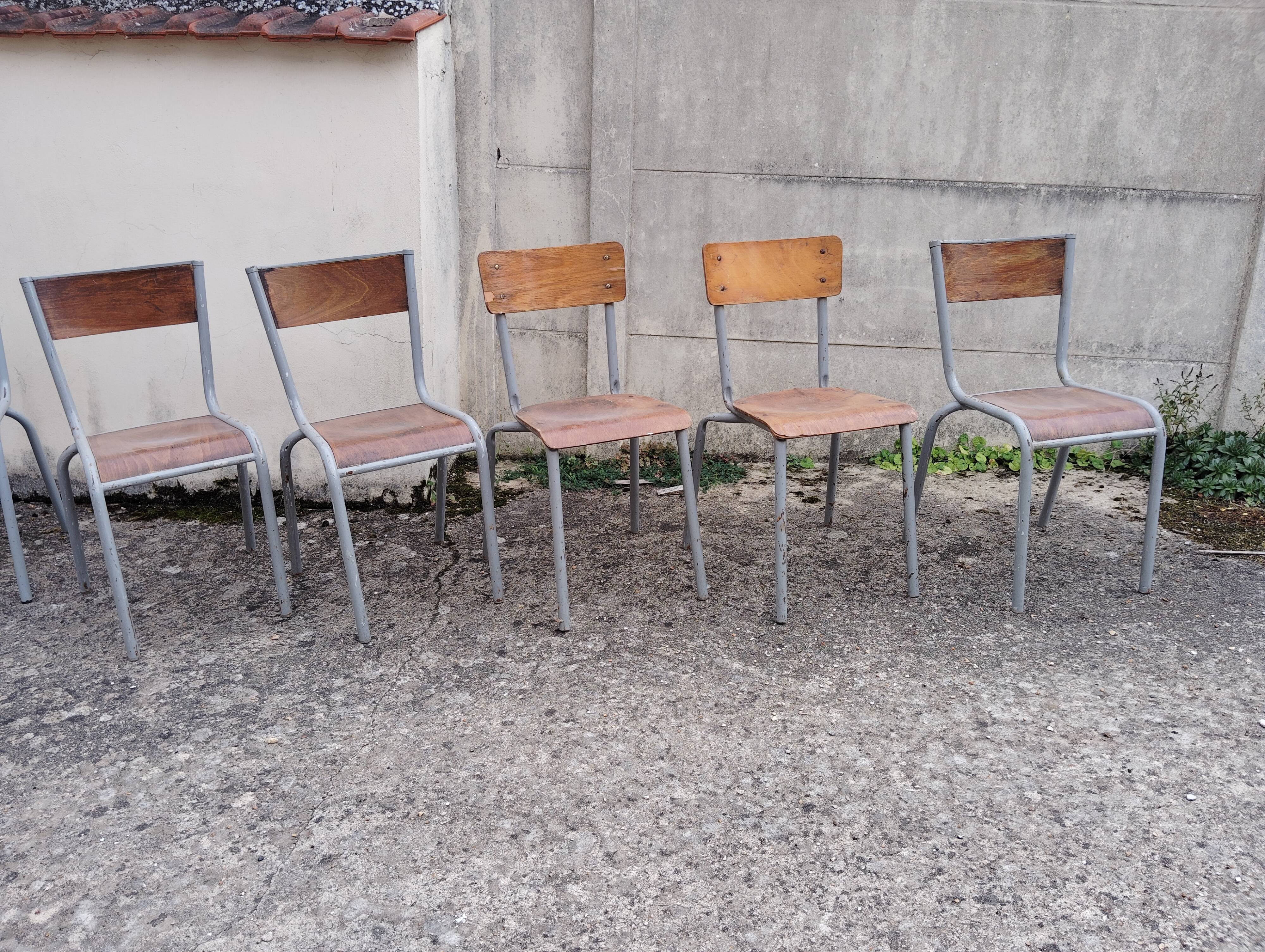 Set of 9 mismatched old school chairs