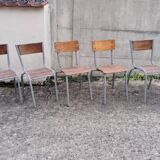 Set 9 chaises d'école ancienne dépareillées