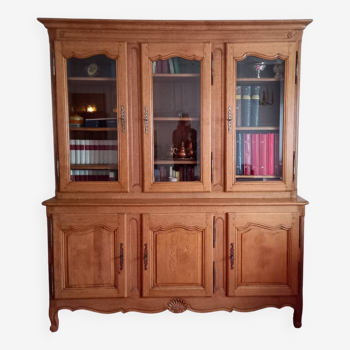 Bookcase display cabinet 2 bodies in solid oak