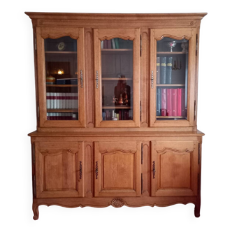 Bookcase display cabinet 2 bodies in solid oak