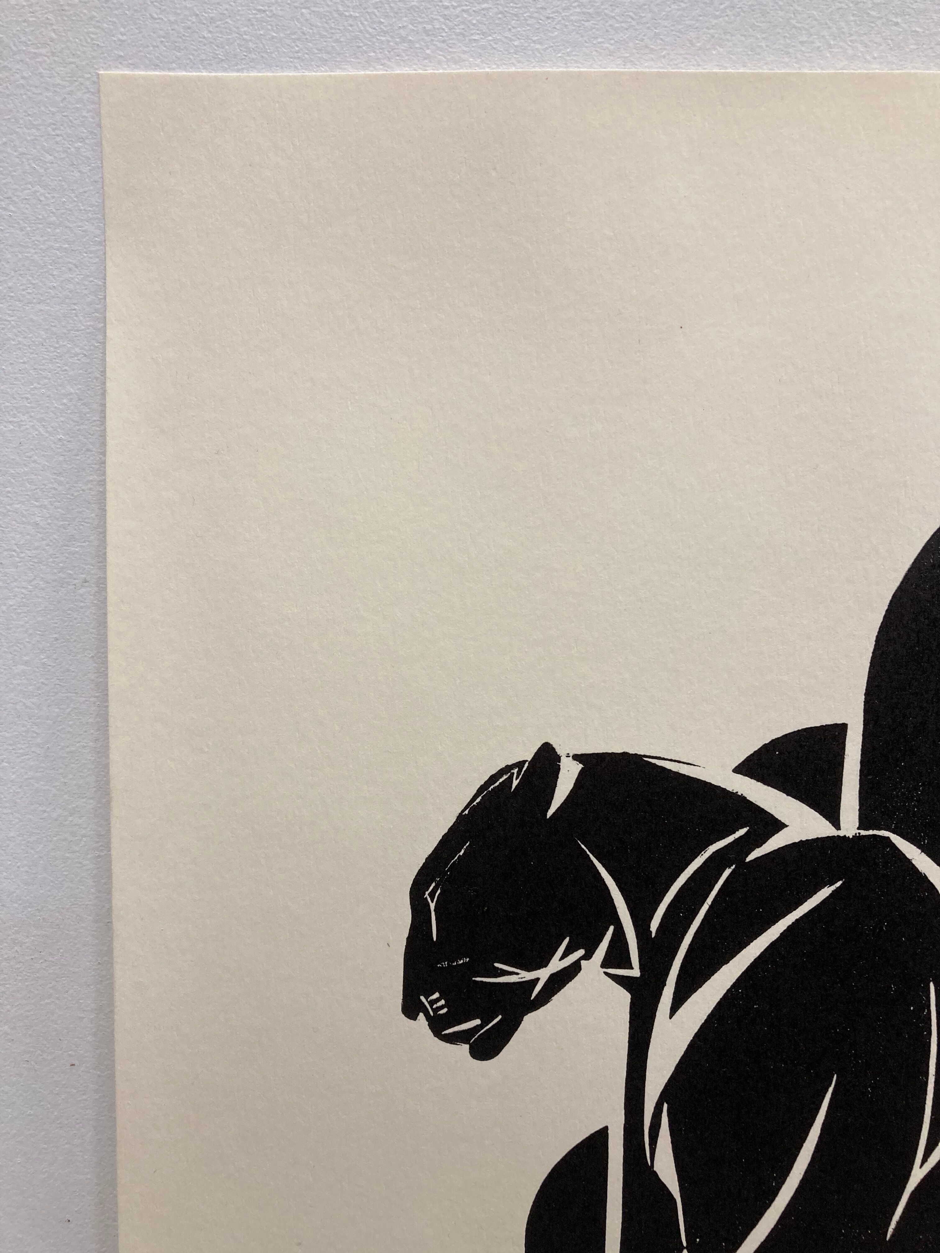 Linogravure art déco "panther"